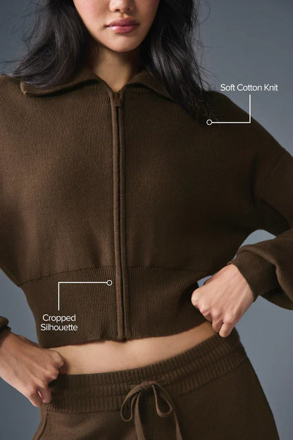 Veste Courte Zippée Scholar Knit